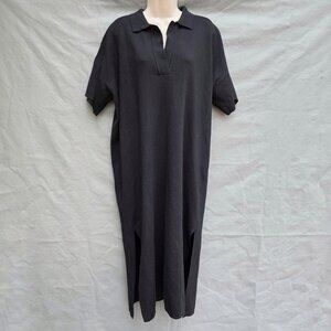 Tuckernuck Women's Size Large Side Slit Black Channing Polo Midi Dress